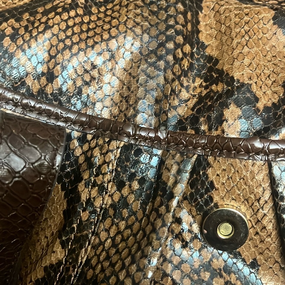 Chic Snakeskin Pattern Bag with Metallic Accents